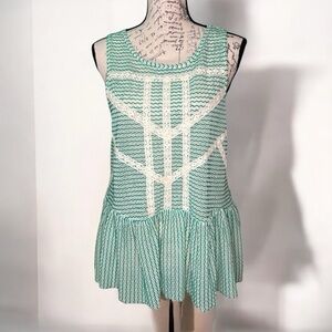 Free People Crochet Peplum Tank Top Green, White, Ivory and Lace is Exquisite
